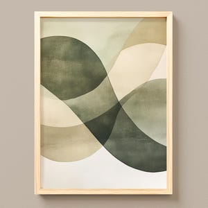 Impressão abstrata em aquarela minimalista moderna - Paleta neutra terrosa, decoração escandinava japonesa, arte em verde-oliva sálvia, download instantâneo 127