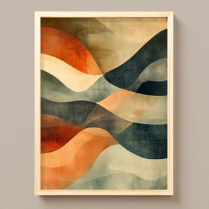 Earthy Abstract Wave Art, Mid-Century Retro Wall Decor (Digital Download) 36