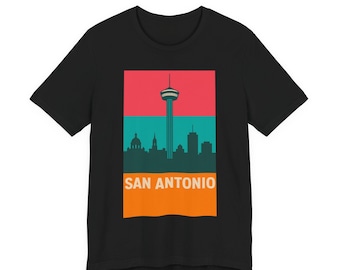 Maglietta con skyline di San Antonio / T-shirt streetwear con grafica retrò di Texas City