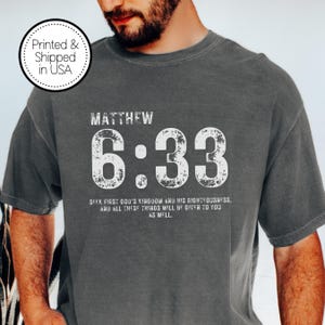 Camiseta Mateo 6:33, Camiseta Buscad primero el Reino, Camiseta con versículo bíblico, Camiseta de fe cristiana, Camiseta con versículo bíblico Pepper