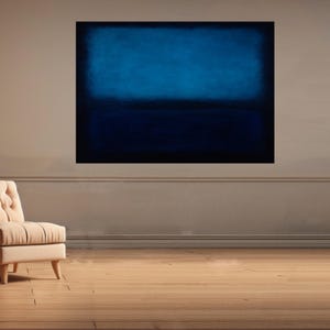 Deep Blue Gradient Canvas Wall Art, Mark Rothko Inspired Blue Tones, Modern Abstract Canvas, Moody Home Decor, Ready to Hang Wall Decoration image 8