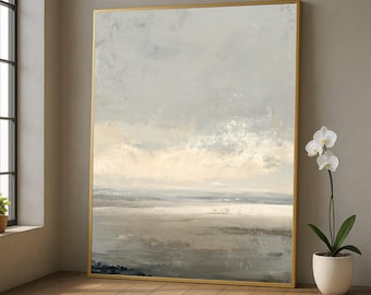 Ruhige Küstenlandschaft, neutrale Meerlandschaft, ruhige Strandlandschaft, minimalistische Natur, fertig zum Aufhängen