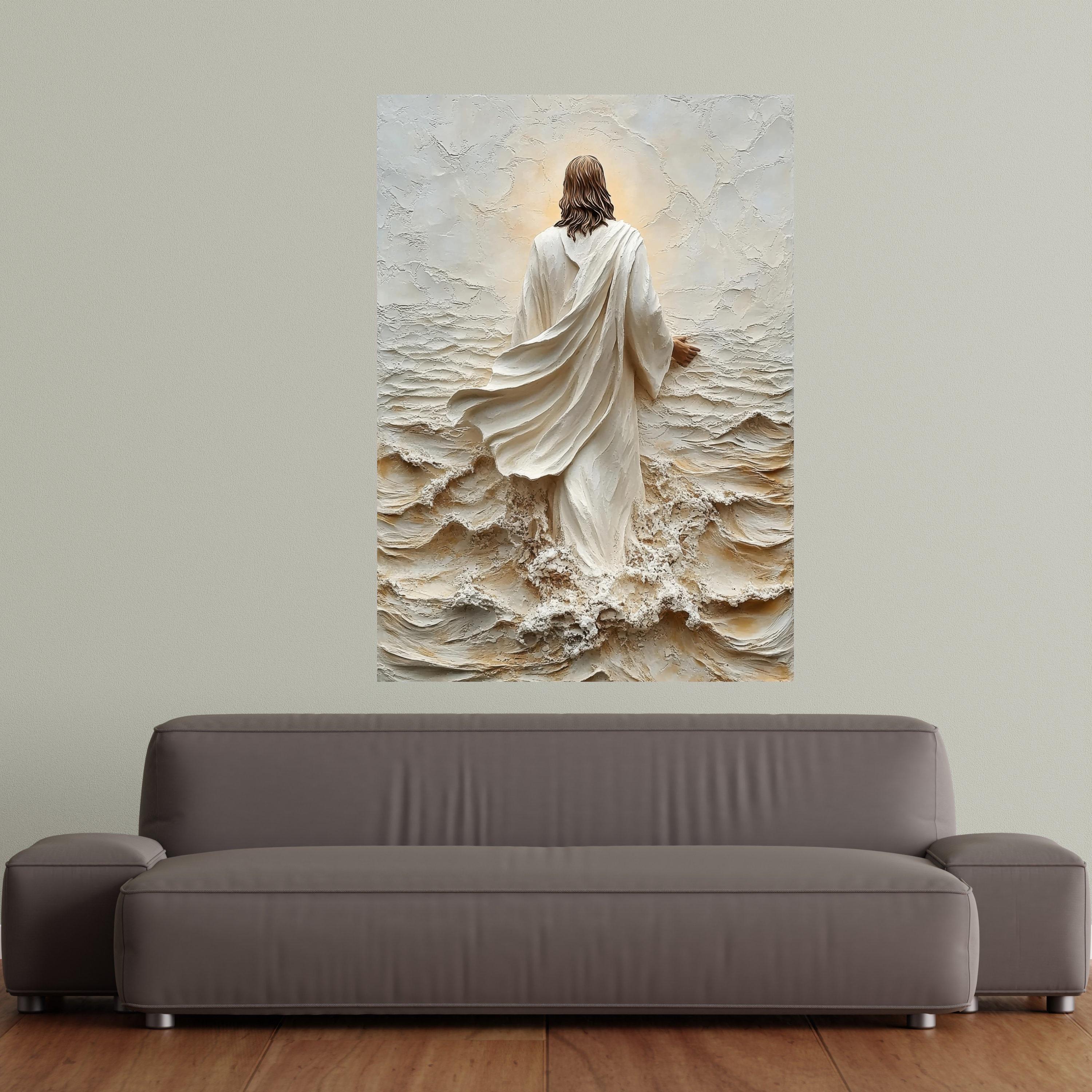 Jesus Walking on Water Canvas Wall Art, Religious Christian Decor ...