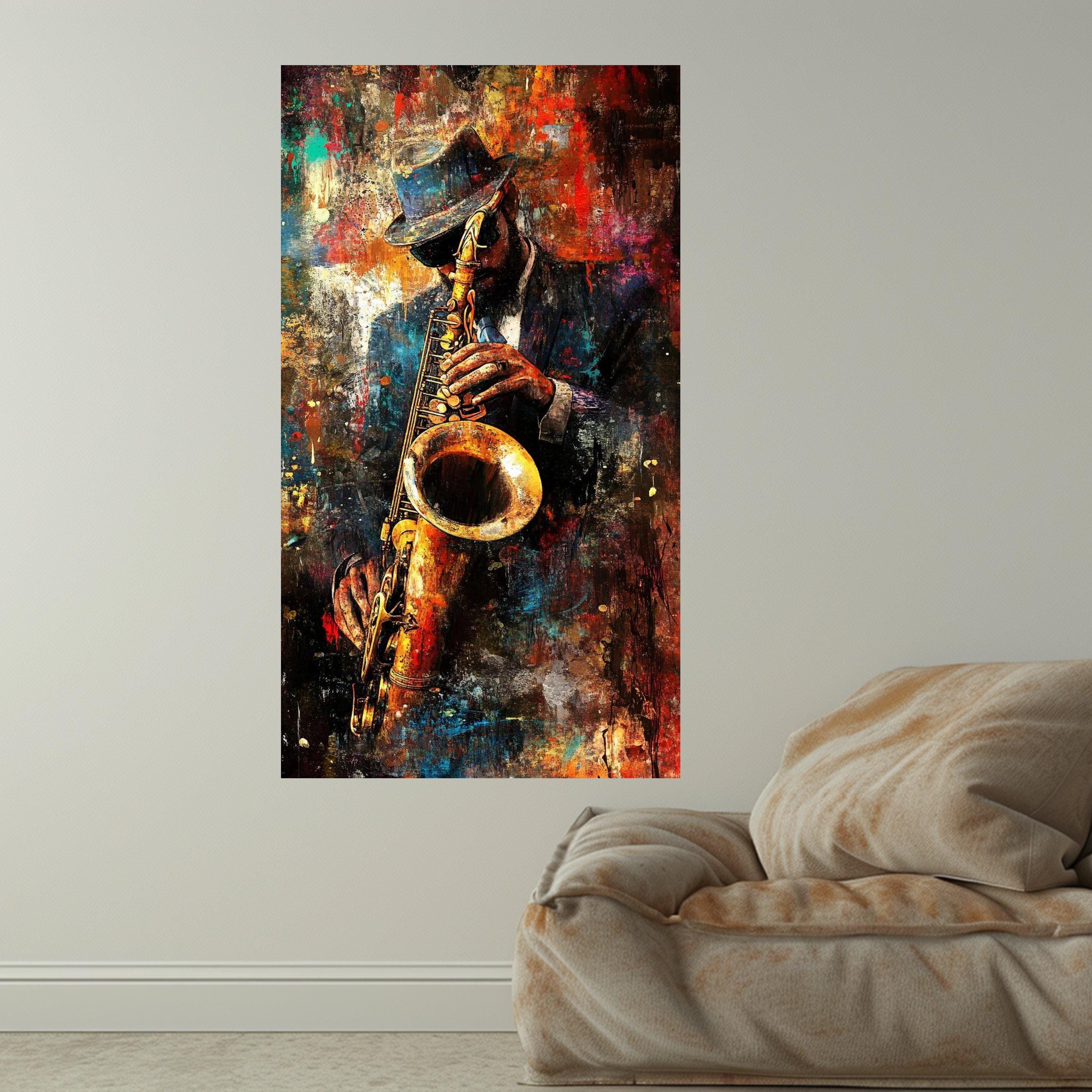 Jazz Saxophonist Canvas, Musician Art, Colorful Sax Art, Wall Art