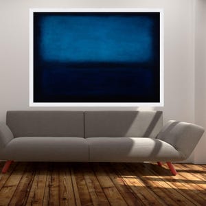 Deep Blue Gradient Canvas Wall Art, Mark Rothko Inspired Blue Tones, Modern Abstract Canvas, Moody Home Decor, Ready to Hang Wall Decoration image 6