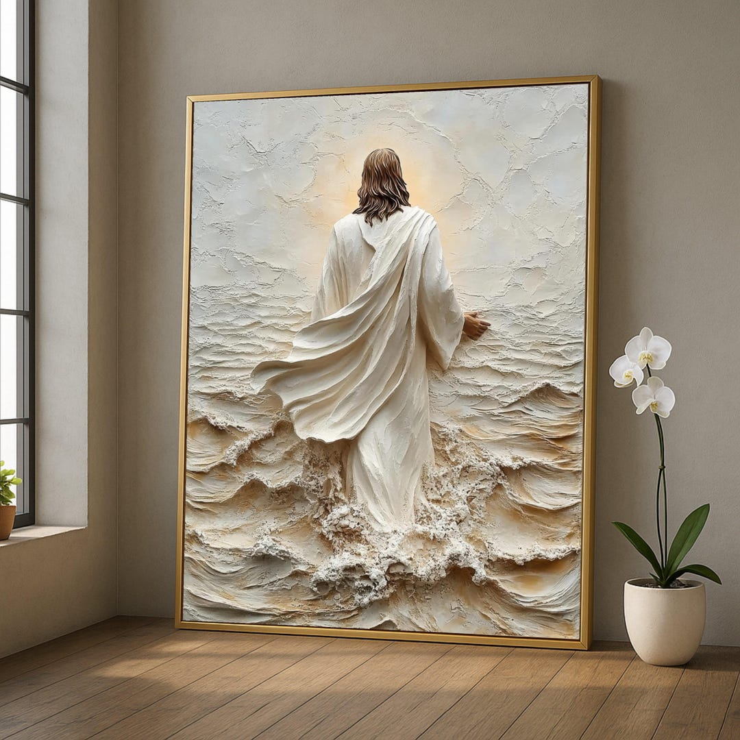 Jesus Walking on Water Canvas Wall Art, Religious Christian Decor ...