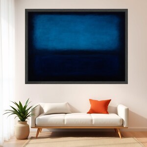 Deep Blue Gradient Canvas Wall Art, Mark Rothko Inspired Blue Tones, Modern Abstract Canvas, Moody Home Decor, Ready to Hang Wall Decoration image 4