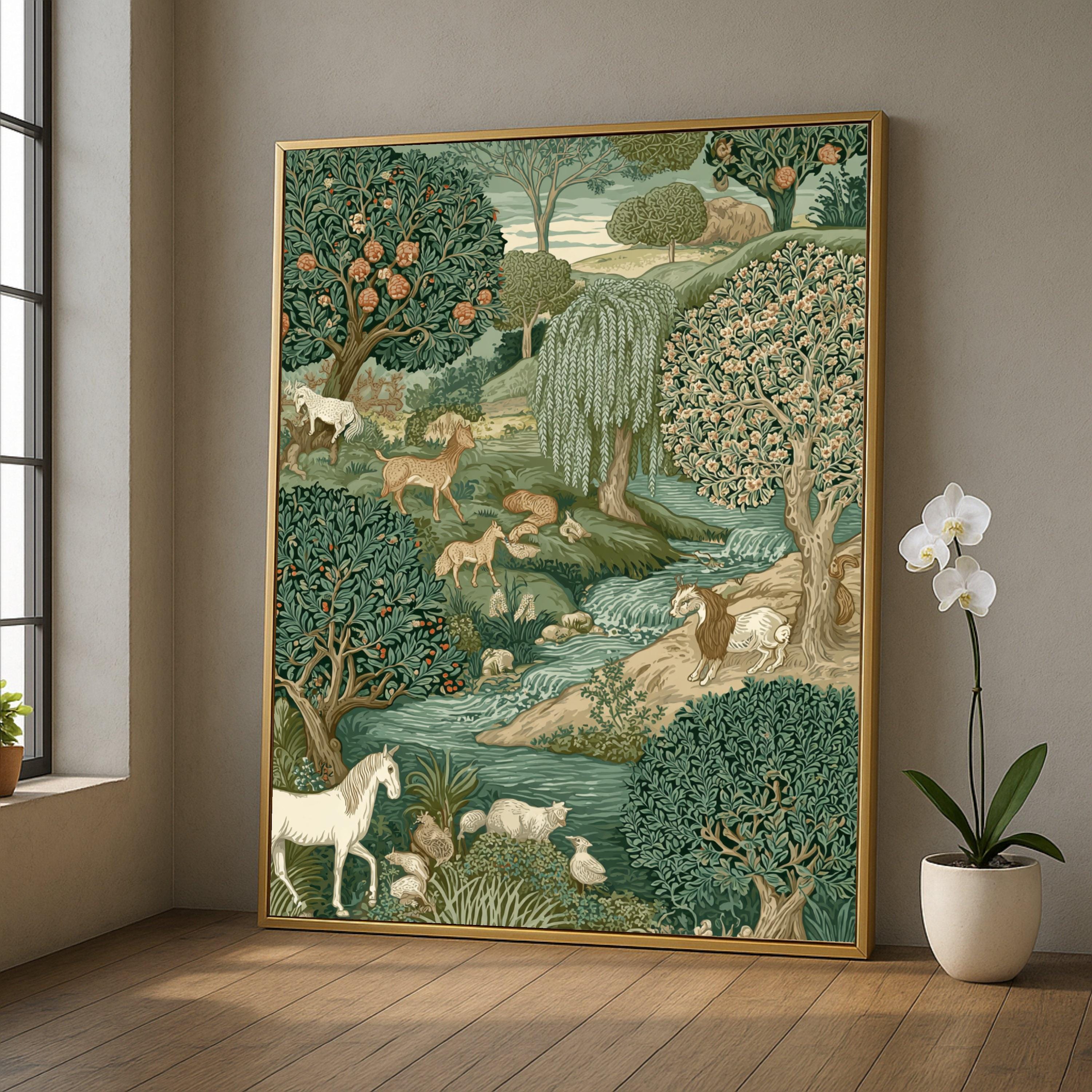 William Morris Song of Trees Canvas, Vintage Nature Scene