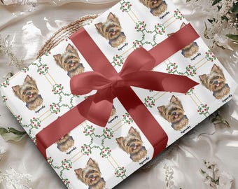 Personalized Yorkshire Terrier Christmas Wrapping Paper – Custom Dog Gift