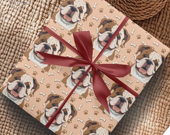 Personalized Christmas Bulldog Wrapping Paper – Custom Pet Gift Wrap