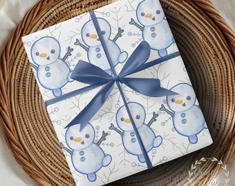 Personalized Snowman Christmas Wrapping Paper - Custom Wrap