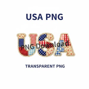 Faux Stitch Patch USA PNG Download, Vintage Fabric Patchwork Applique, Shabby Chic Coquette Clip Art, 250th USA Celebration Sublimation