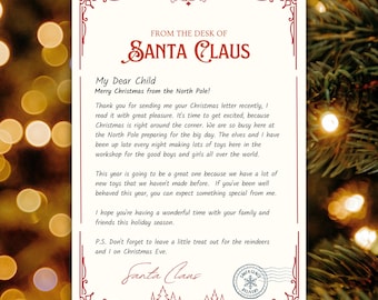 EDITABLE Santa Letter Template, Personalized Letter from Santa Claus, Christmas Eve Printable, North Pole Mail for Kids, Holiday Magic Gift