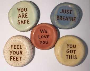 Custom Made - Handmade Ceramic Affirmation Worry Stone With Your Message