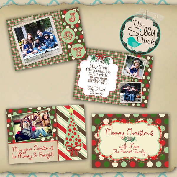 Country Christmas Card Combo- Holiday Card Template - Christmas Card Template PRINTABLE - Photo Template