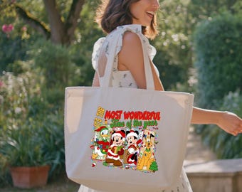 Disney Christmas Tote Bag, Mickey and Friends Xmas Gift