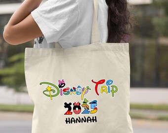 Custom Disney Trip 2025 Tote Bag, Personalized Minnie Design
