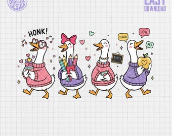 先生のグース PNG、新学期デジタルアート（デジタルダウンロード）