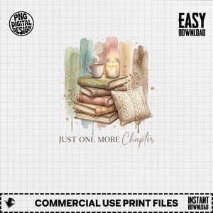 Illustrazione di una pila di libri accogliente / Grafica ad acquerello con tema lettura (Download digitale)