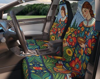 Ukrainian Folk Art Car Seat Covers | Slavic Car Decor