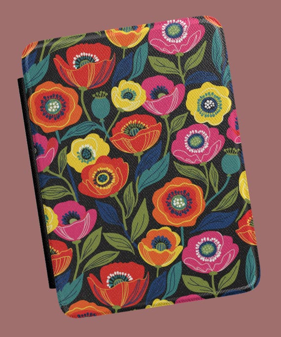 Scandinavian Marimekko Poppies Kindle Case | Boho Floral Vibrant kindle case Cover