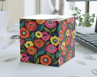 Midcentury Floral Sticky Note Cube 700 Pages | Marimekko Poppy Stationery