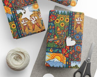 Ukrainian gift wrap, Ukrainian art wrapping paper, Petrikivka Folk Art Wrapping Papers | Traditional Slavic Gift Wrap