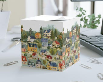 Hygge Scandi post it notes cube, 700 pages cozy Nordic village sticky notes