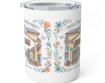 Odessa Nostalgia Insulated Coffee Mug | Ukrainian Gift for Grandma Grandpa,  Starakonniy Market Art, 10oz