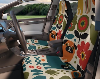Pug Pattern Car Seat Covers, set of 2 | Pug Mom Car Accessories