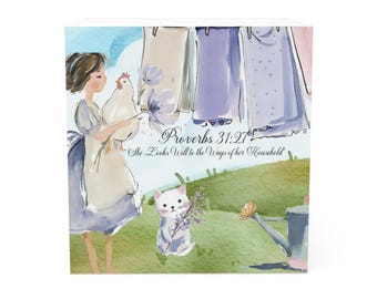 Proverbs 31 Cottagecore Note Cube | Christian Mom Sticky Notes, Homeschooling Stationery