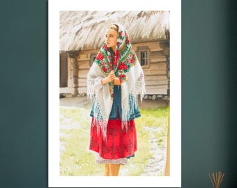 Ukrainian Wall Art Fine Art Poster – Ukrainian Art & Culture Gift, Ukrainian Heritage Folk Portrait, Giclée Art Print