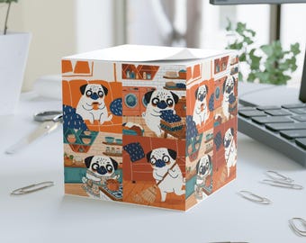 Funny Pug Notepad Cube | Pug Sticky Notes, 700-Page Pug Stationery