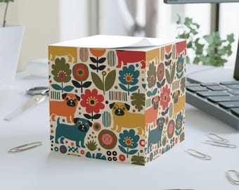Vintage Pug Note Cube | Pug Sticky Notes Desk Cube, 700 Pages