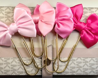 Jumbo Paperclip Bookmark with a Satin Bow | Planner & Journal Accessory | Desk Decor | Bible Page Marker