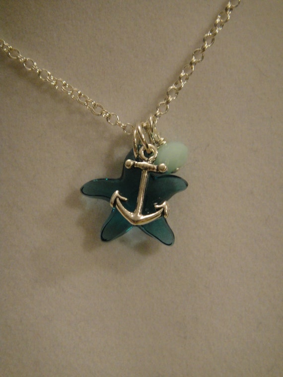 Items similar to Beach Inspired sterling silver necklace with Swarovski ...