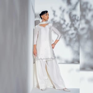 Sheesha Silk Farshi Shalwar Suit | Embroidered Ethnic Party Wear Outfit | Pakistani Indian Designer Salwar Kameez