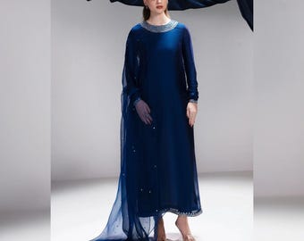 Sheesha Silk Pakistani Indian Salwar Suit | 3 Piece Designer Salwar Kameez | Embroidered Nikkah Party Dress | Luxury Festive Wedding Outfit