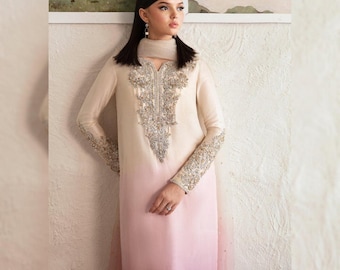 Zardozi Work Silk Salwar Suit | Pakistani Indian Designer Salwar Kameez | Embroidered Party Dress | Luxury Festive Eid & Wedding Outfit
