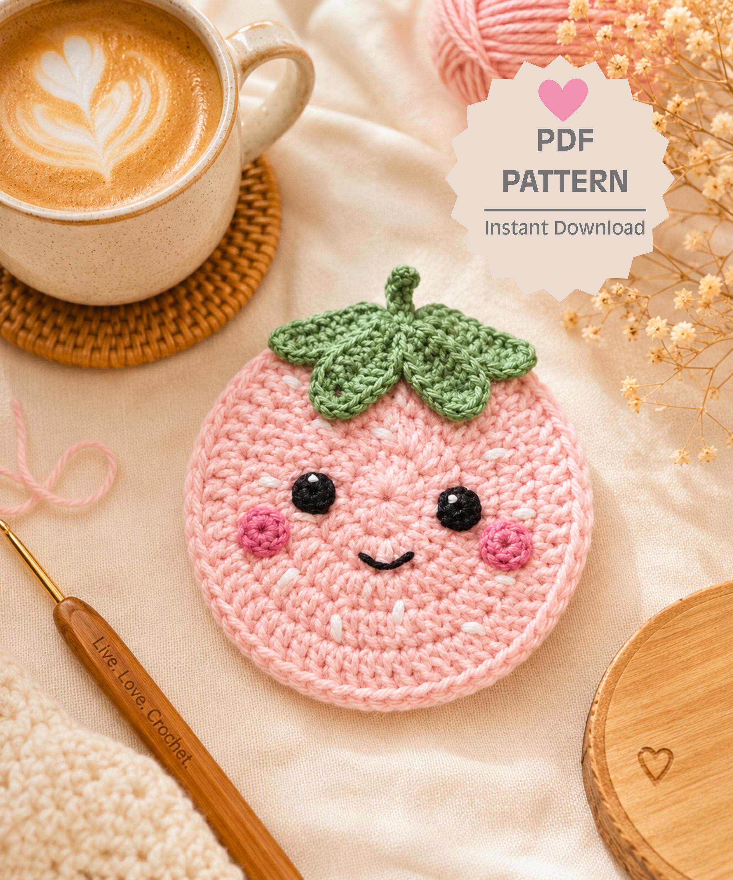 30 Amazing and Stylish Crochet Ideas for the Home 33 Strawberry Crochet Coaster Pattern