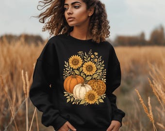Fall Sunflower Pumpkin PNG | Leopard Print Pumpkin | Autumn Floral PNG | Rustic Fall Aesthetic | Harvest Digital Download | Boho Pumpkin