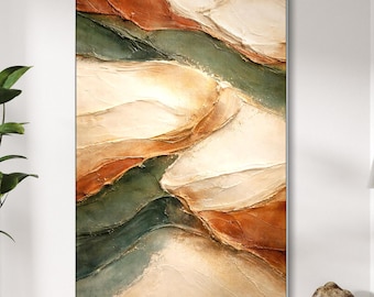 Earth Tone Abstract Painting, Olive Green Rust Wall Art, Textured Canvas Art, Modern Decor, Handmade Contemporary Painting