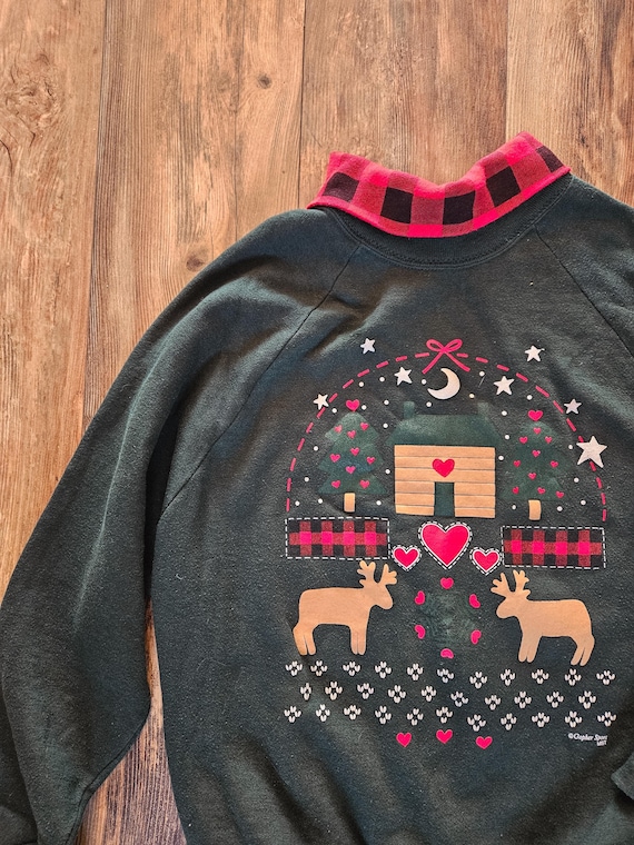 Vintage 90s Christmas Crewneck Cottagecore Cabincore Gorpcore Reindeer Gopher Sport Graphic Sweatshirt - Adult 2X