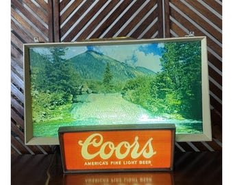 Seltenes Vintage-Coors-Bierschild „Rocky Mountain Stream Motion Lightfall“