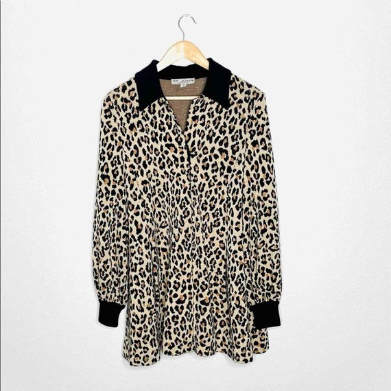 St. John Separates Leopard Button down Sweater Co… - image 1