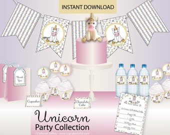 Unicorn Party Collection Party Printable - Instant Download