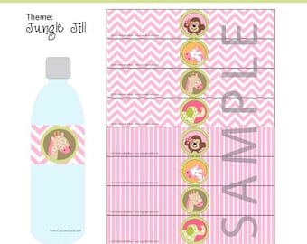 INSTANT DOWNLOAD Jungle Jill themed Water Bottle Labels by Cupcake Stylist on Etsy