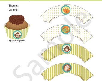 WILDLIFE Cupcake Wrappers, Instant DOWNLOAD by Cupcake Stylist on Etsy