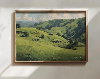 The Shire Oil Painting style Poster | Fantasy Magical Digital Art (Digital Download)