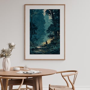 Jiji Enchanted Forest Poster – Ghibli Inspired Black Cat Night Art, Lofi Wall Decor image 6